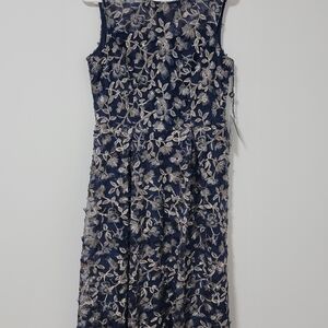 Adrianna Papell Blue and White Sleeveless Sheath Maxi Dress